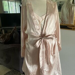 Victoria’s Secret Gold Label Slip Gown and Matching Robe. Peachy/Pink color.